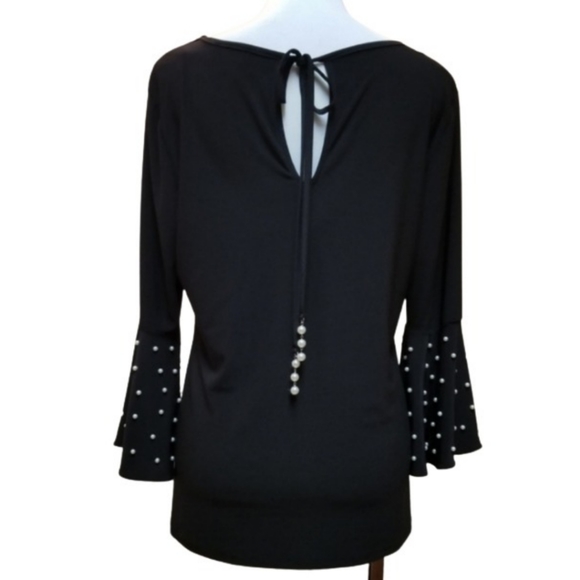🆕️⬇️MSK Embellished Faux Pearl Bell Sleeve Blouse - Picture 5 of 8